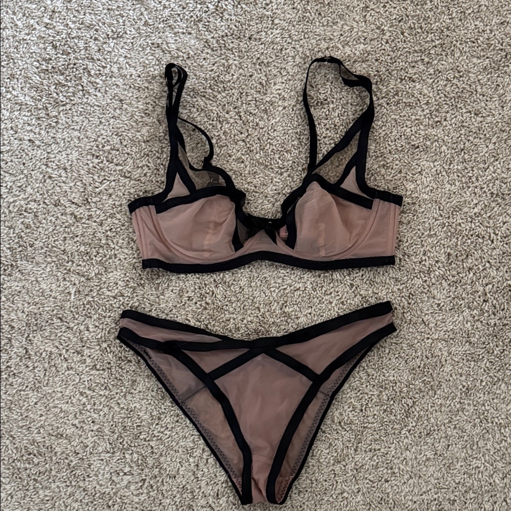 Agent Provocateur Black and Tan Lingerie Set